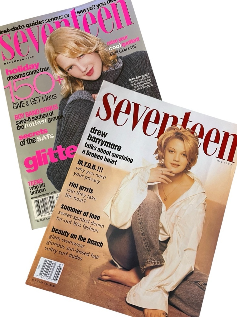 Seventeen Magazines Drew Barrymore May 1993 Dec 1999 Buffy Got Milk? Y2K